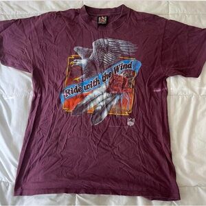 Maroon Graphic Tee with Eagle Design